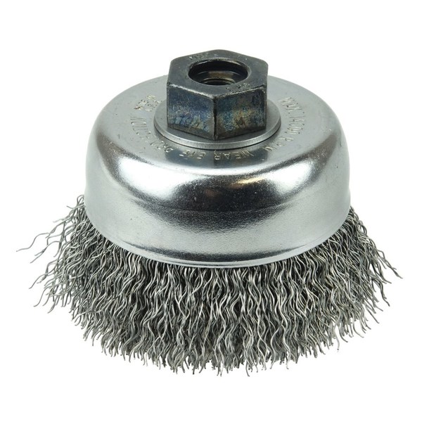 Weiler 3" Crimped Wire Cup Brush .014" Steel Fill M10x1.25 Nut 13240